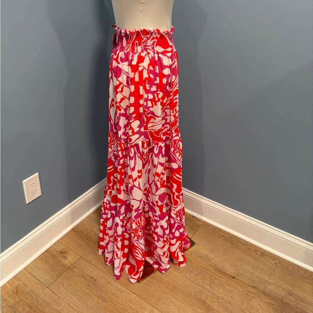 Alcatraz Swimwear Floral Strapless Maxi Dress / Skirt Smocked Tiered Beach Cover - Picture 3 of 7